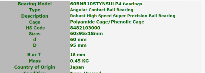 NSK High Precision Angular Contact Ball Bearing 60BNR10STYNSULP4