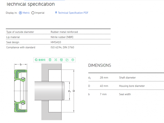 Radial shaft seals for general industrial applications 28X40X7 HMSA10 RG